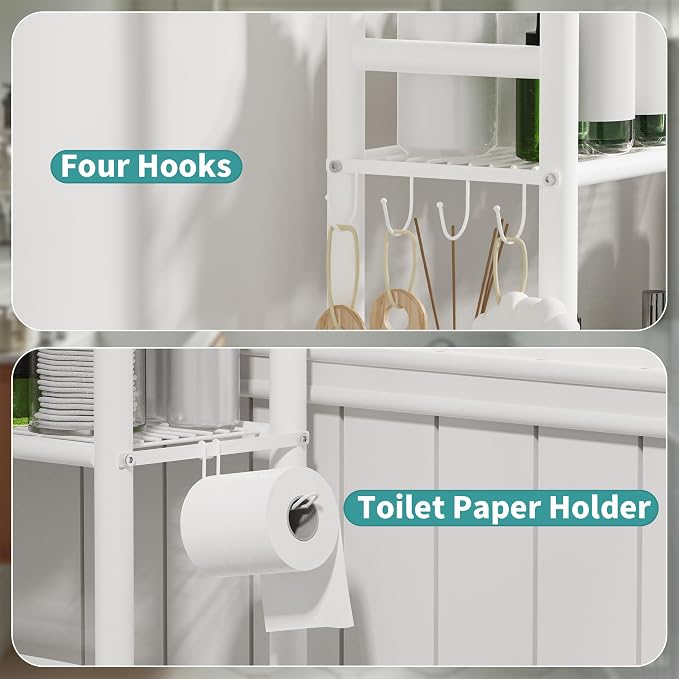 3-Tier Over The Toilet Storage Organizer, Space-Saving Bathroom Rack - Image 4