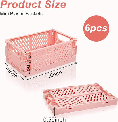 6 Pack Mini Foldable Small Plastic Baskets - Image 2