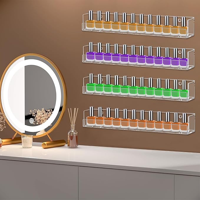 Cerpourt 4 Pack Nail Polish Rack Wall Mounted Shelf, Suitable - Image 7