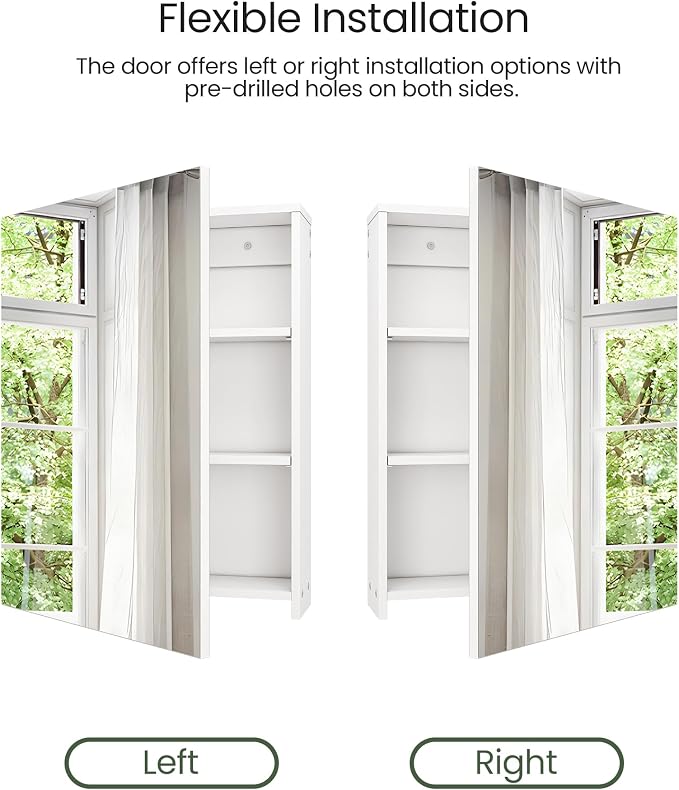Bathroom Medicine Mirror Cabinet, 21.7'' x 27.6'', Wall-Mounted Bathroom Vanity - Image 6