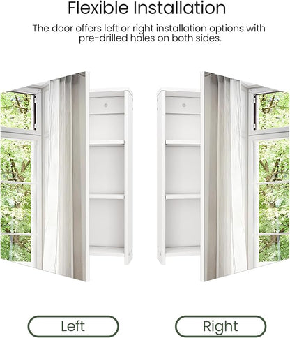 Bathroom Medicine Mirror Cabinet, 21.7'' x 27.6'', Wall-Mounted Bathroom Vanity - Image 6