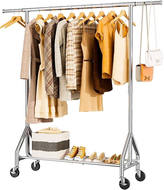 Heavy Duty Clothes Rack Load 450 LBS, Metal Garment Rack, Standing Rolling - Image 9