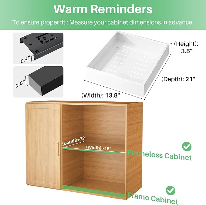 Pull out Cabinet Organizer, Heavy Duty Full-Extension Slide out Drawers - Image 2