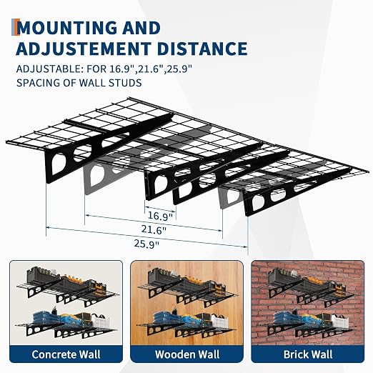 GarveeHome 2 Pack 2x6ft Garage Storage Shelving Wall Mounted, - Image 5