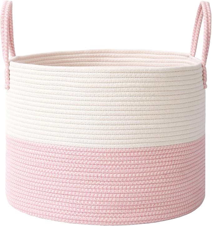 JMvicyroam 65L Extra Large Machine Washable Cotton Rope Blanket Basket | by JMvicyroam
