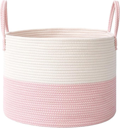JMvicyroam 65L Extra Large Machine Washable Cotton Rope Blanket Basket | by JMvicyroam
