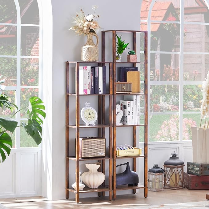 YUFAM 6 Tier Tall Skinny Bookshelf, Narrow Bookcase, Wooden Shelf, Narrow Shelf - Image 4
