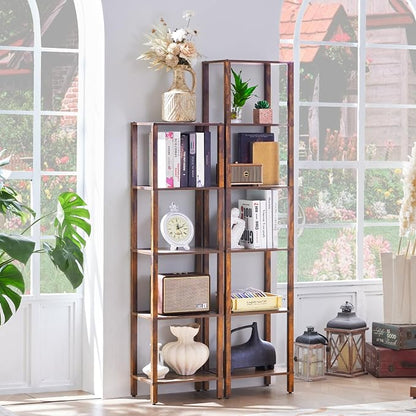 YUFAM 6 Tier Tall Skinny Bookshelf, Narrow Bookcase, Wooden Shelf, Narrow Shelf - Image 4