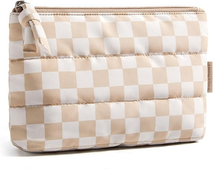 BAGSMART Small Makeup Bag, Machine Washable Puffy Cosmetic Pouch | 1.6" slim by BAGSMART