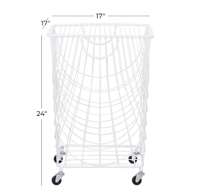Deco 79 Metal Storage Cart Deep Set Mesh Rolling Laundry Basket - Image 6