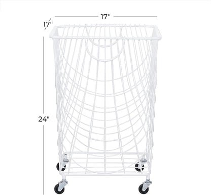 Deco 79 Metal Storage Cart Deep Set Mesh Rolling Laundry Basket - Image 6