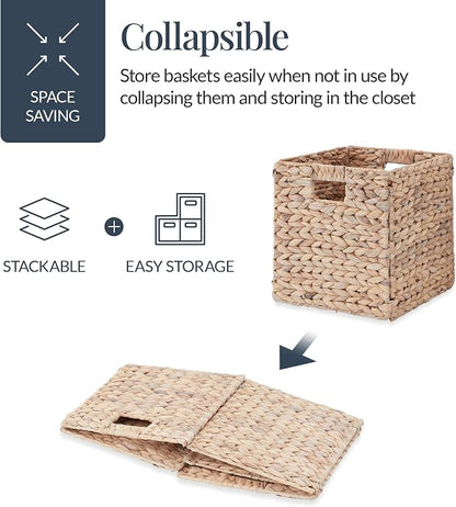 Best Choice Products 12x12in Pack of 5 Cube Storage Baskets, Water Hyacinth - Image 3