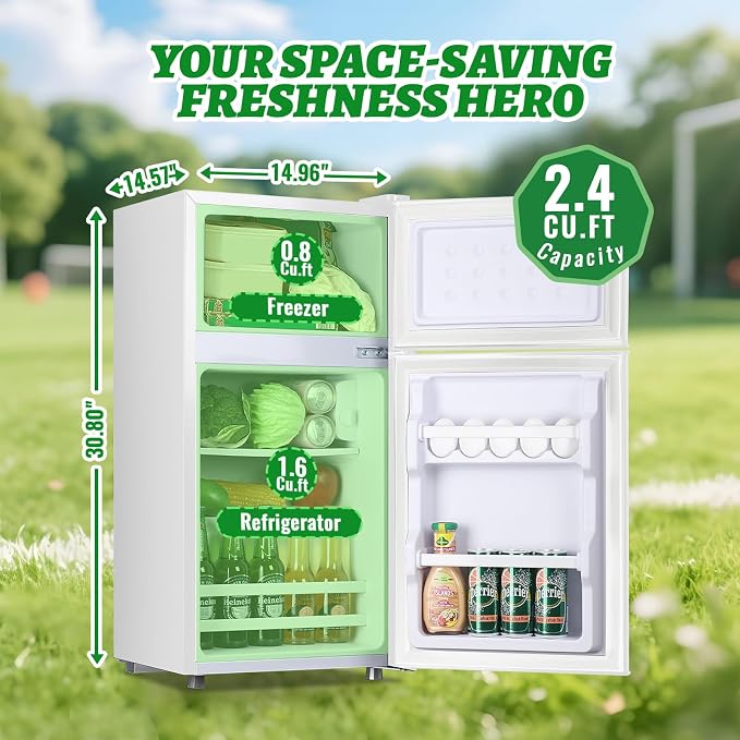 2.4 Cu.ft Mini Fridge with Top Freezer Apartment Size Dual Door Compact - Image 5