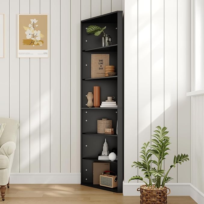 6 Tier Corner Shelf with Adjustable Shelf, Freestanding Corner Display Storage - Image 5