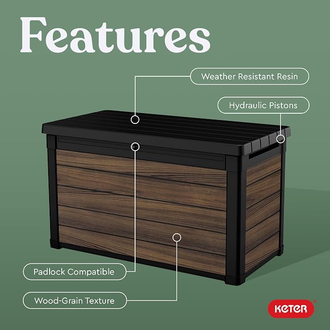 Keter Signature Collection 100 Gallon Resin Deck Box Organization and Storage - Image 4