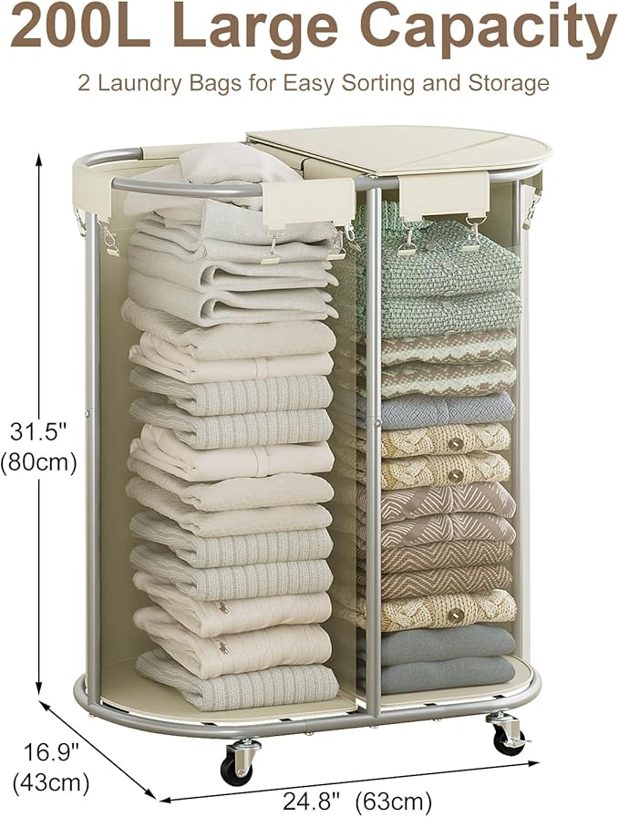 200L Double Laundry Hamper - Image 3