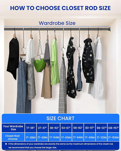 4 PACK Closet Rods for Hanging Clothes, 17 to 69 Inches Stepless Adjustable - Image 9