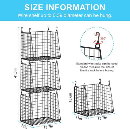 3-Pack Extra-Tall 13.6'' Hanging Laundry Basket Organizer, Foldable Wire Shelf - Image 7