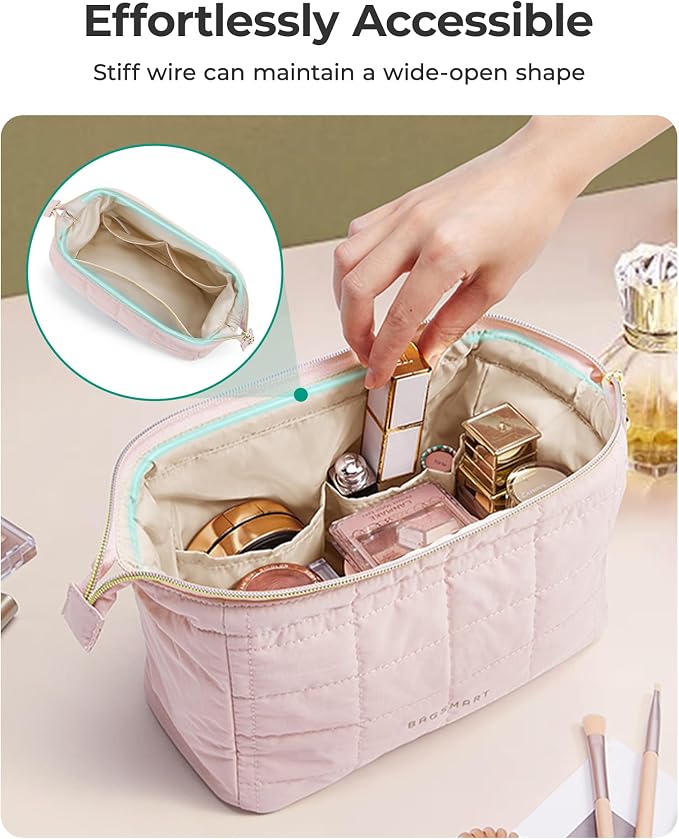 BAGSMART Makeup Bag Travel Cosmetic Bag, Puffy Padded Make Up Bags - Image 5