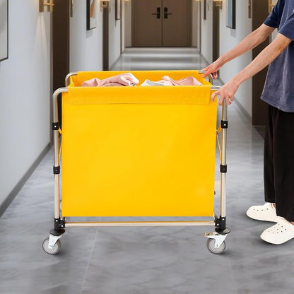 Commercial Laundry Cart with Wheels, Folding Laundry Hamper Cart, Heavy Duty - Image 9