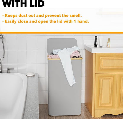 SpaceAid Laundry Hamper with Lid, 110L Large Tall Clothes Basket Bin with - Image 5