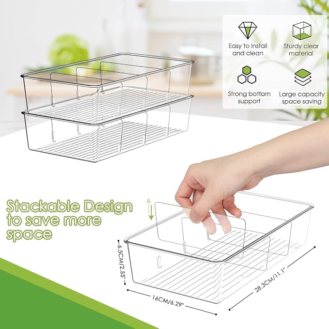 Snack Organizer for Pantry Shelf, 2 Pack Clear Plastic Pantry Storage Bins - Image 3