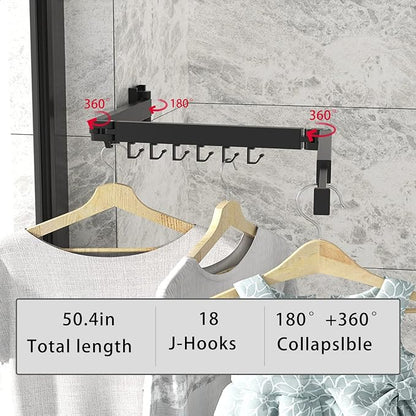 Wall Mounted Clothes Hanger Rack, Retractable Clothes Drying Rack Folding Indoor - Image 4