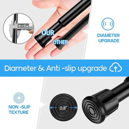 Tension Curtain Rod 16-28'' 6 Pcs Black Adjustable Spring Rods | 5/8 Inch - Image 4