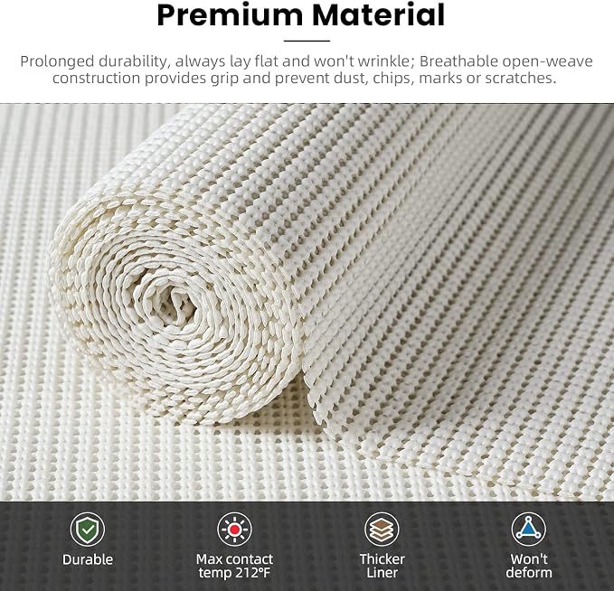 BAGAIL Non-Adhesive Shelf Liner, Thick Strong Grip Drawer Liners - Image 2