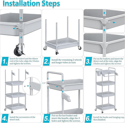 SPACEKEEPER Rolling Storage Cart, 4-Tier Bathroom Organizer Utility Cart - Image 7