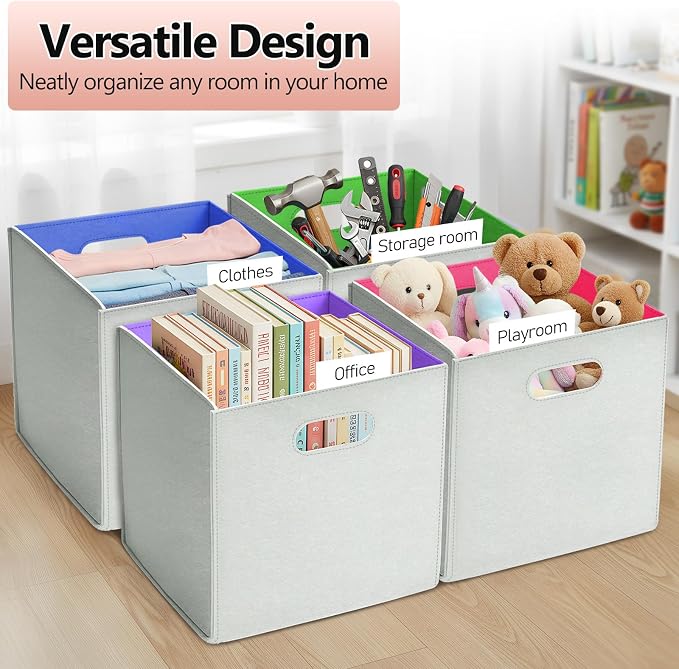 6 Pcs 11 Inch Colorful Felt Storage Cubes - Image 4