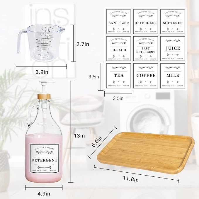 2 Pcs Glass Laundry Detergent Dispenser Bottle, Liquid Laundry Soap Dispenser - Image 6