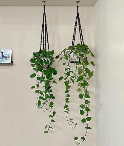 Mkono Macrame Plant Hanger Indoor 35 Inch Hanging Planter Basket Black 1Pc | - Image 7