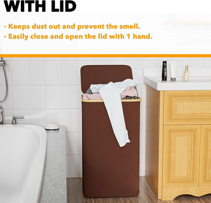 SpaceAid Laundry Hamper with Lid, 110L Large Tall Clothes Basket Bin with - Image 5