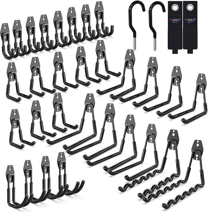 3-H Garage Wall Hooks 34 Pack, Garage Hooks Heavy Duty by 3-H