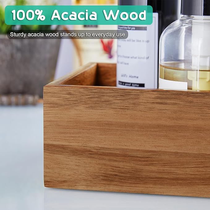 ALELION Acacia Wood Bathroom Storage Basket - Image 7