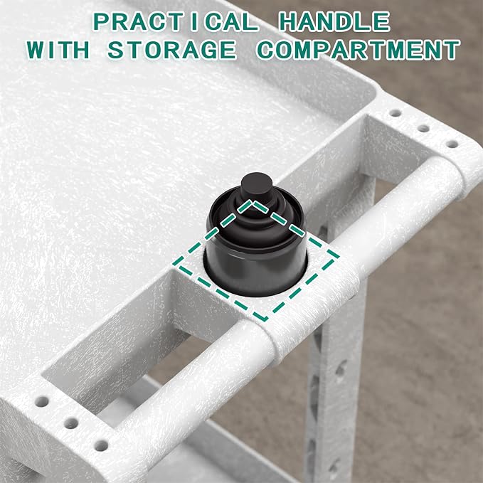 Heavy Duty Utility Rolling Tool Cart, 550 lbs Capacity Plastic Rolling Carts - Image 4