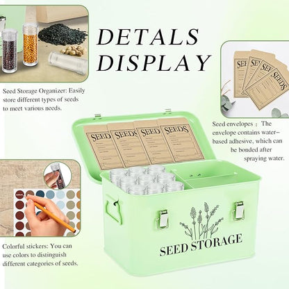 20 Slots Seed Storage Box with 3 Dividers, Metal Seed Storage Organizer Saving - Image 6
