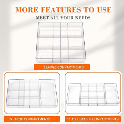 Briwooody 1 Pcs Large Expandable Acrylic Drawer Organizers, Grid Adjustable - Image 4
