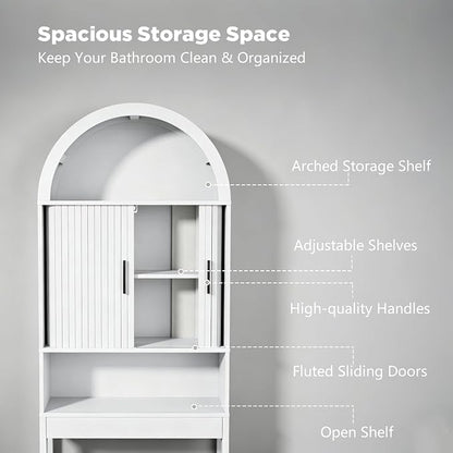 Arched Over The Toilet Storage Cabinet, Freestanding Bathroom Organizer | - Image 4