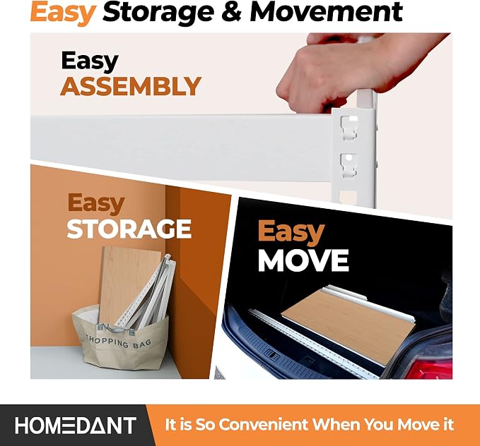 HOMEDANT 5 Tier Storage Shelves Adjustable Laminated Boltless Garage Metal - Image 8