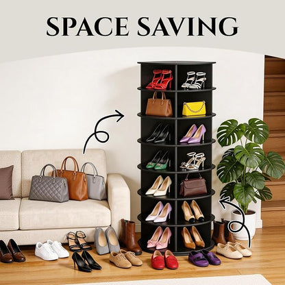 7-Tier Rotating Shoe Rack Tower, 360° Spinning Shoe Storage Organizer, Lazy - Image 3