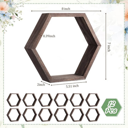 Barydat 12 Pcs 8 Inch Hexagon Shelves Wedding Table Decorations Hexagon Wood - Image 3