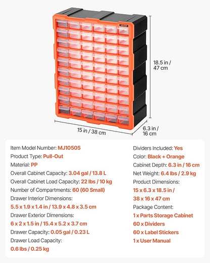 VEVOR 60-Drawer Storage Organizer, Drawer Storage Cabinet - Image 3