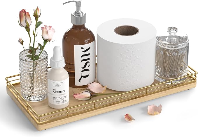 Oak Bathroom Toilet Tank Tray, Vanity Tray by Focusonit