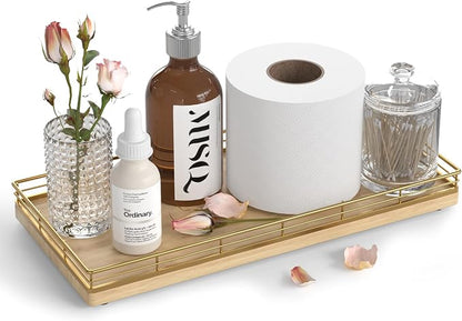 Oak Bathroom Toilet Tank Tray, Vanity Tray by Focusonit