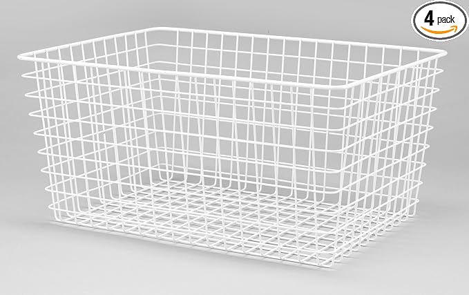 Whitmor 4 Pack White Wire Storage Baskets by Whitmor