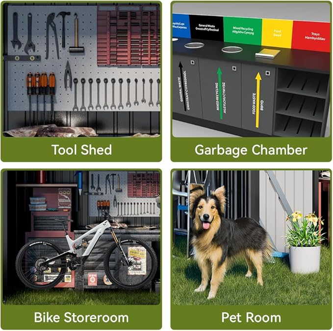 COMHOMA Outdoor Storage Shed Metal Garden Tool House Lockable | Sloping Roof - Image 5