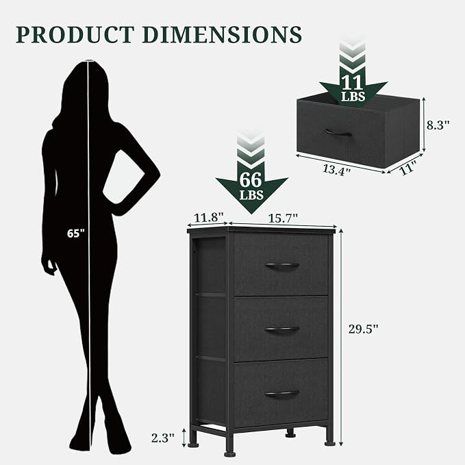 3 Drawers Dresser for Bedroom Fabric Storage Tower - Image 3