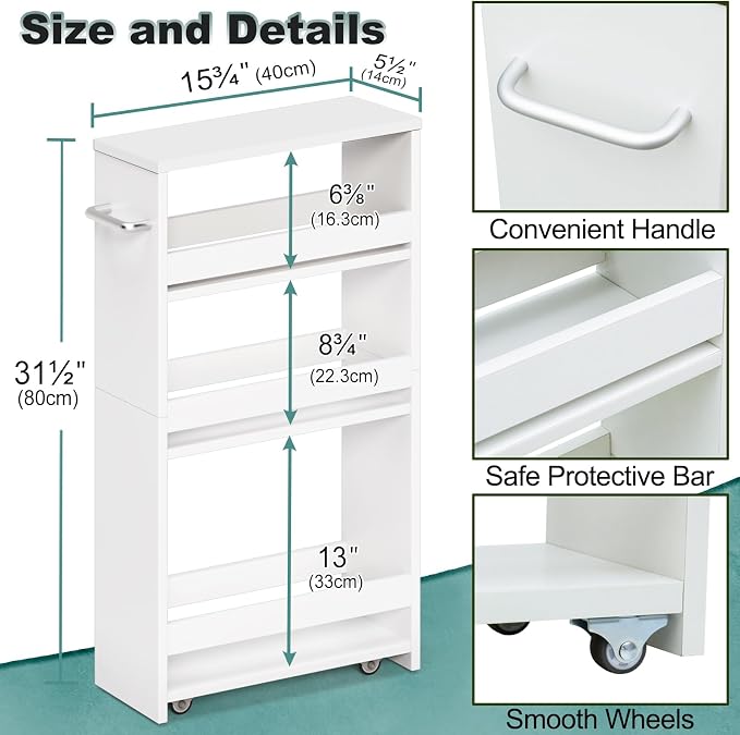 MARTY White Slim Storage Cart - Image 7